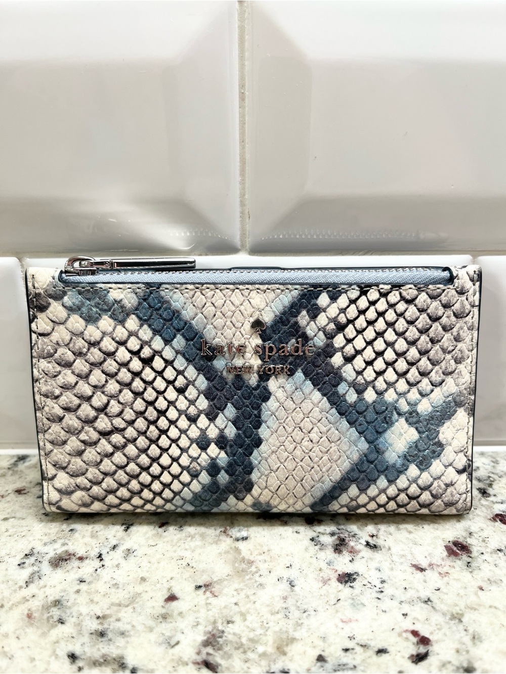 Kate Spade Leather Snakeskin Slim Bi-fold Wallet NWOT